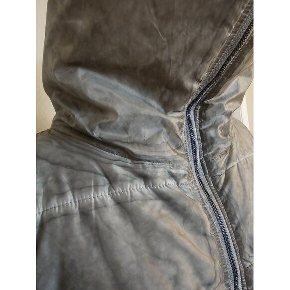 Razzoli Lightweight Parka Jacket Green Gray Artsy Funky Oversized Collar Zipper - Picture 6 of 13